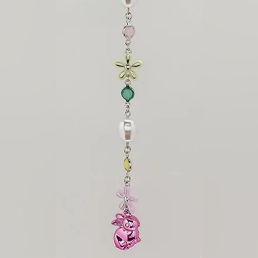 BETSEY JOHNSON Easter Y-Shaped Necklace with Charms Baubles and Bunny Rabbit NWT - Picture 5 of 10